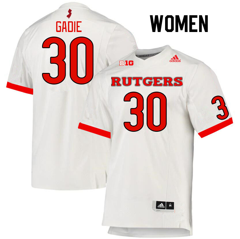 Women #30 Sam Gadie Rutgers Scarlet Knights College Football Jerseys Stitched Sale-White - Click Image to Close